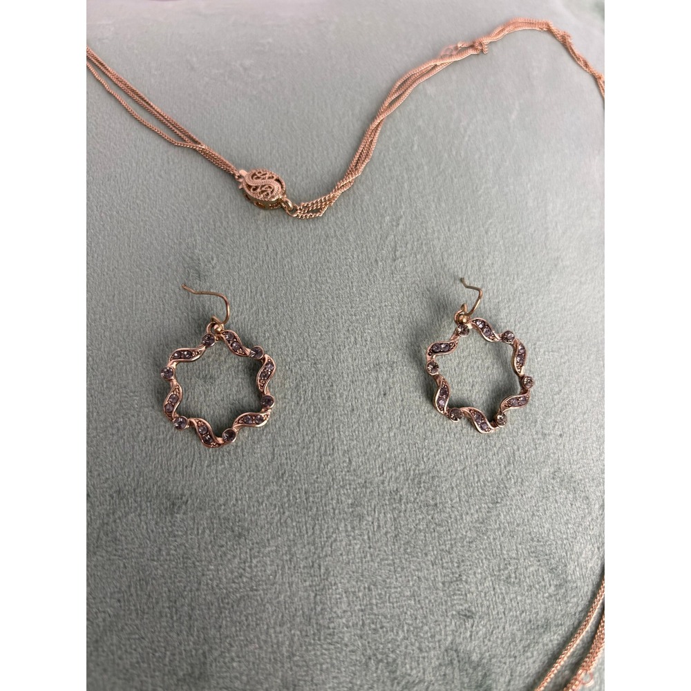 Gold Tone Marcasite Starburst Necklace and Earrings Set P106‎ - Picture 3 of 6
